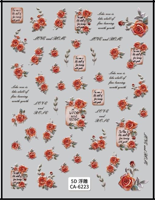 5D Self-Adhesive Nail Art Stickers - Rose 6223