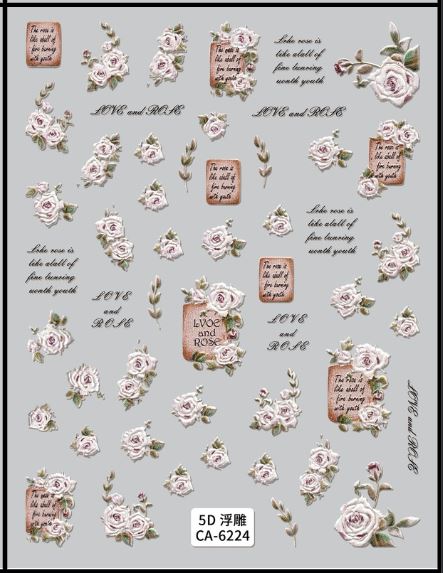 5D Self-Adhesive Nail Art Stickers - Rose 6224