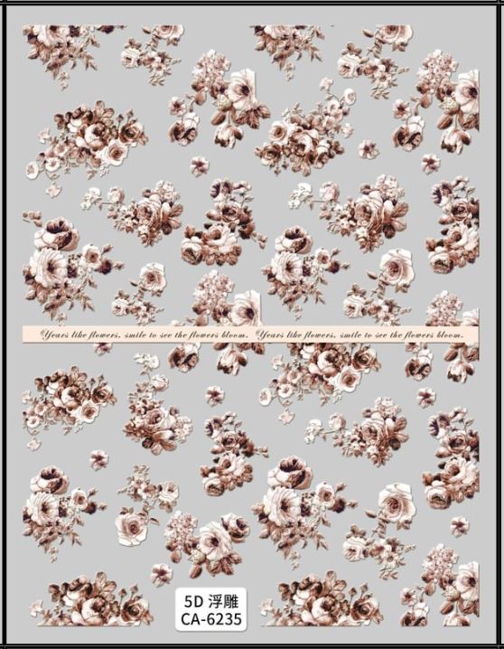 5D Self-Adhesive Nail Art Stickers - Flowers 6235