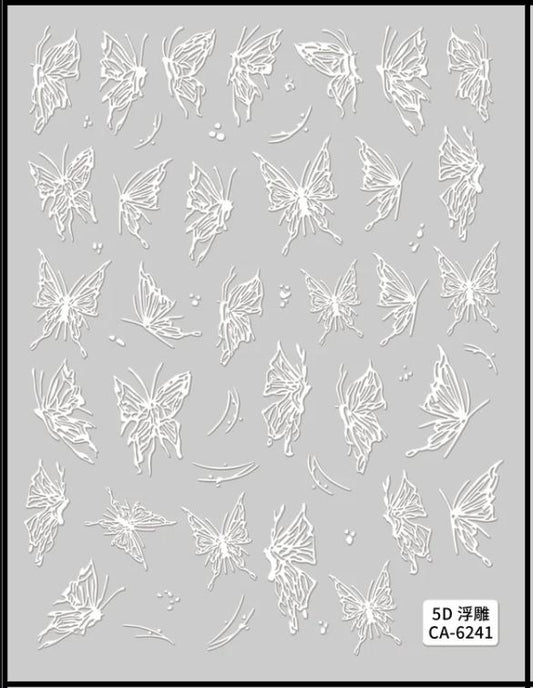 5D Self-Adhesive Nail Art Stickers - Butterfly 6241