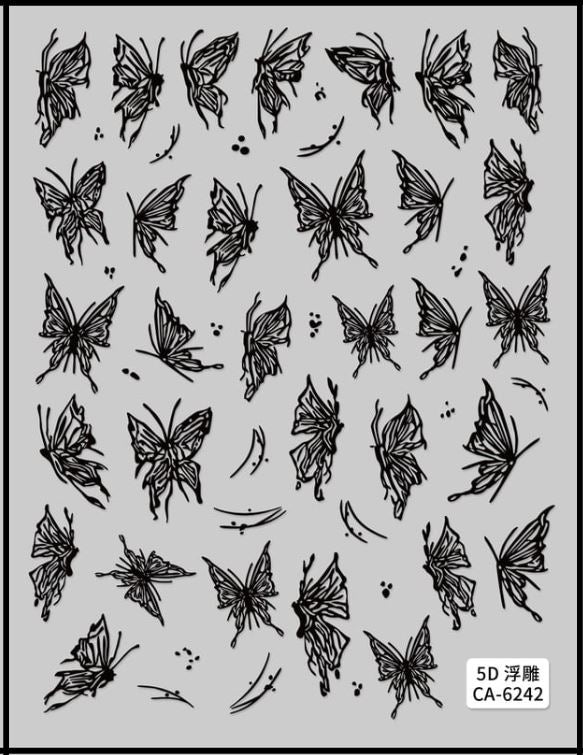 5D Self-Adhesive Nail Art Stickers - Butterfly 6242