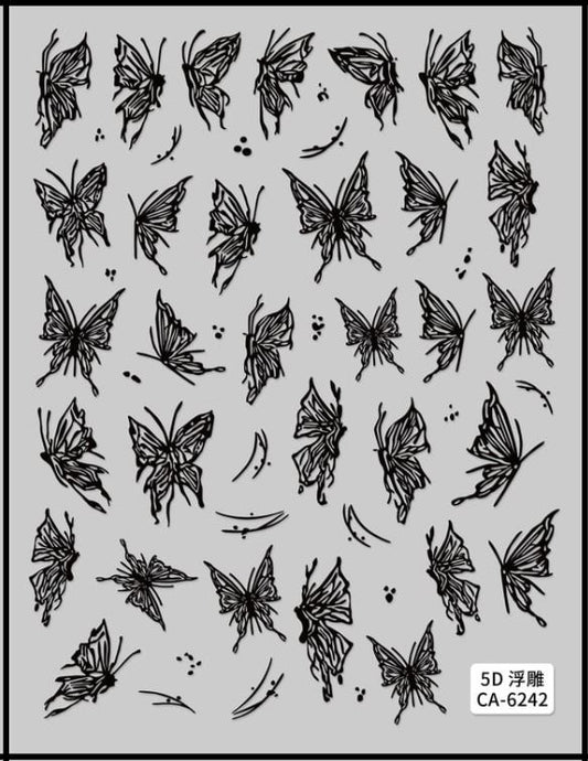 5D Self-Adhesive Nail Art Stickers - Butterfly 6242