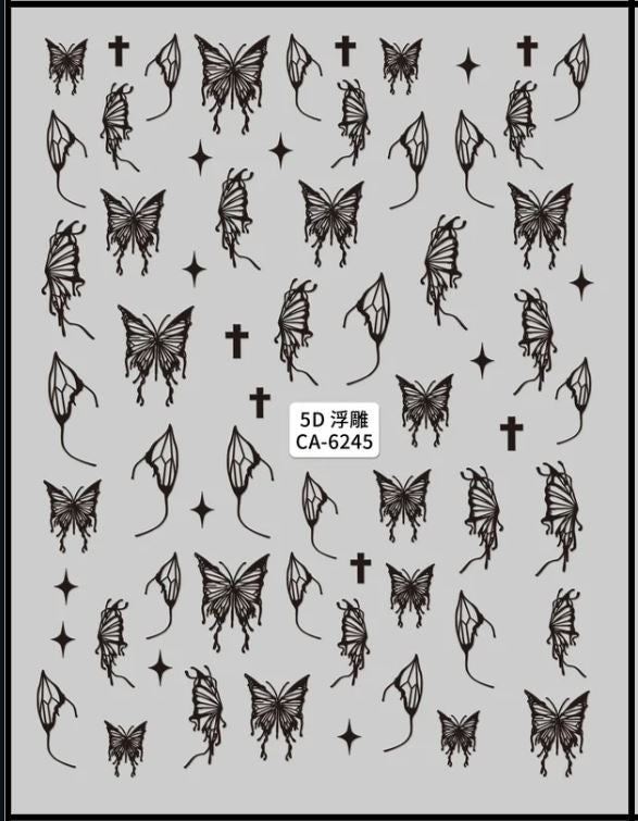 5D Self-Adhesive Nail Art Stickers - Butterfly 6245