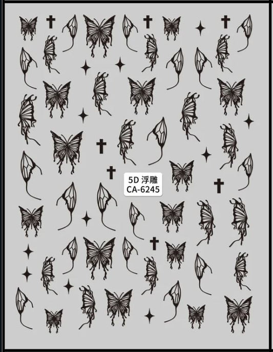 5D Self-Adhesive Nail Art Stickers - Butterfly 6245