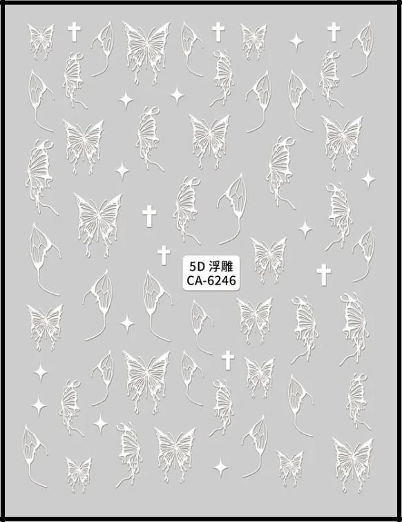5D Self-Adhesive Nail Art Stickers - Butterfly 6246