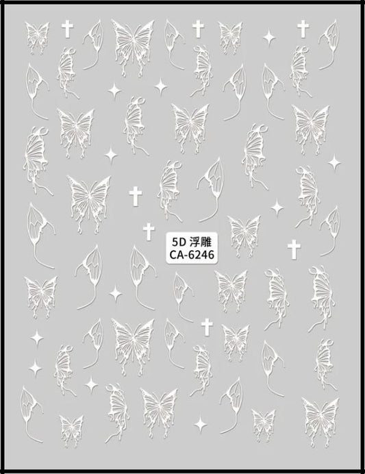 5D Self-Adhesive Nail Art Stickers - Butterfly 6246