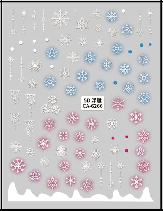 5D Self-Adhesive Nail Art Stickers - Snowflakes 6266