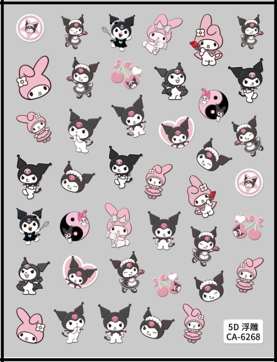 5D Self-Adhesive Nail Art Stickers - Kittens 6268