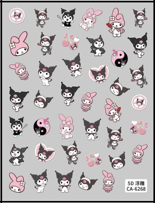 5D Self-Adhesive Nail Art Stickers - Kittens 6268