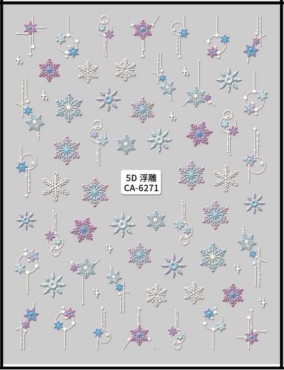 5D Self-Adhesive Nail Art Stickers - Snowflakes 6271