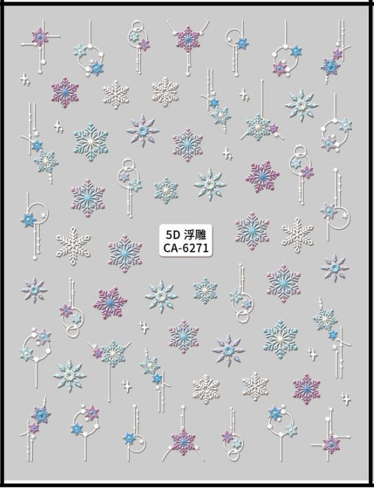 5D Self-Adhesive Nail Art Stickers - Snowflakes 6271
