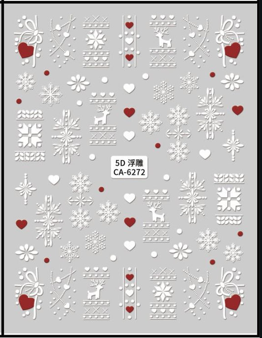 5D Self-Adhesive Nail Art Stickers - Snowflakes 6272
