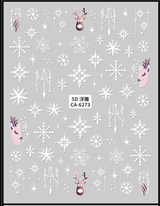 5D Self-Adhesive Nail Art Stickers - Snowflakes 6273