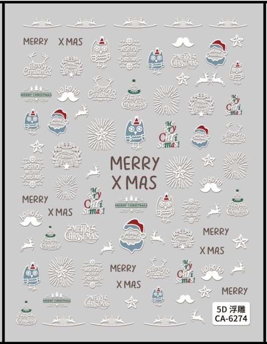 5D Self-Adhesive Nail Art Stickers - XMAS 6274