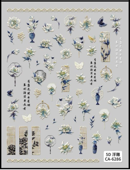 5D Self-Adhesive Nail Art Stickers - Flowers 6286