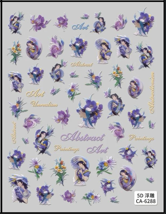 5D Self-Adhesive Nail Art Stickers - Abstract Art 6288