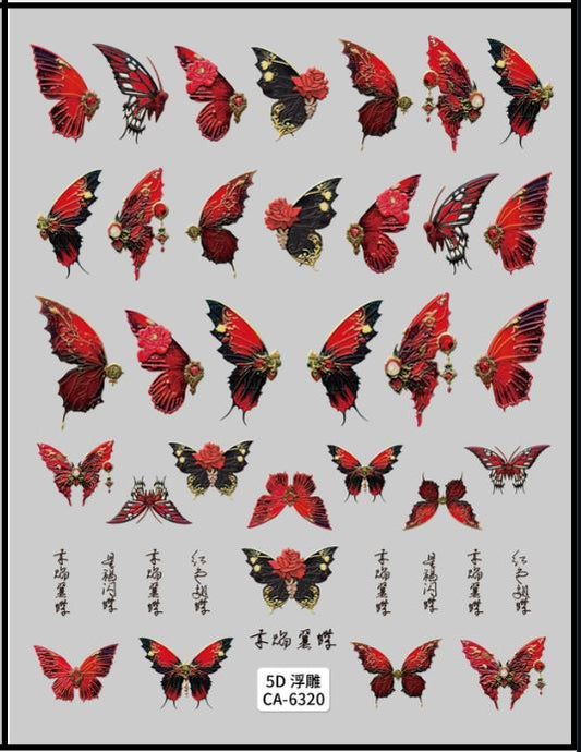 5D Self-Adhesive Nail Art Stickers - Butterfly 6320