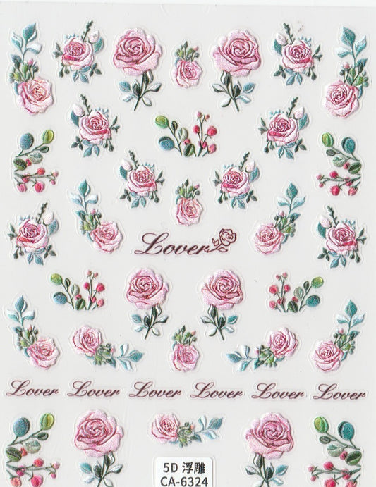 5D Self-Adhesive Nail Art Stickers - Roses 6324