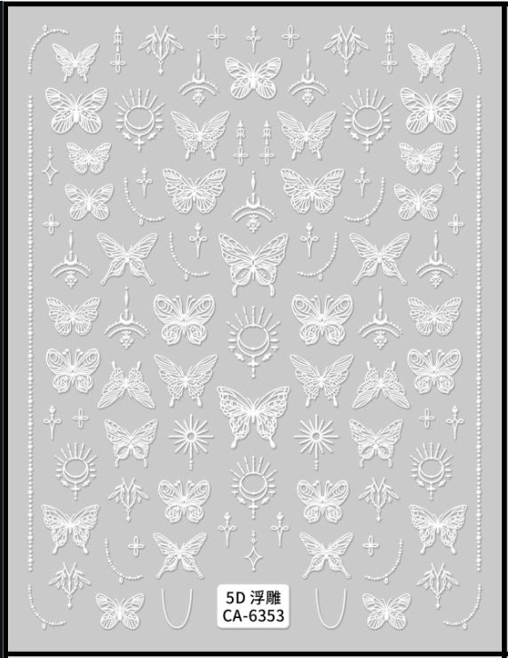 5D Self-Adhesive Nail Art Stickers - Butterfly 6353