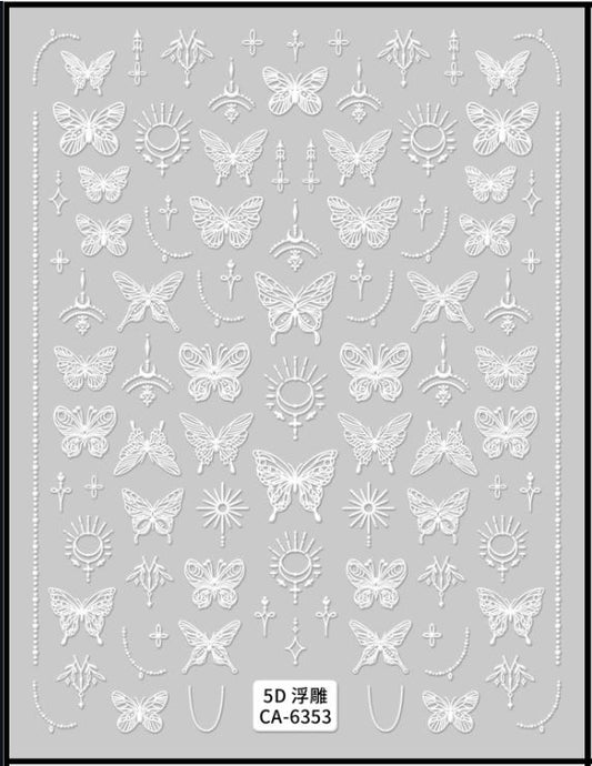 5D Self-Adhesive Nail Art Stickers - Butterfly 6353