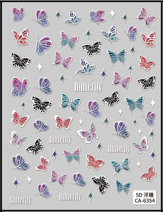 5D Self-Adhesive Nail Art Stickers - Butterfly 6354
