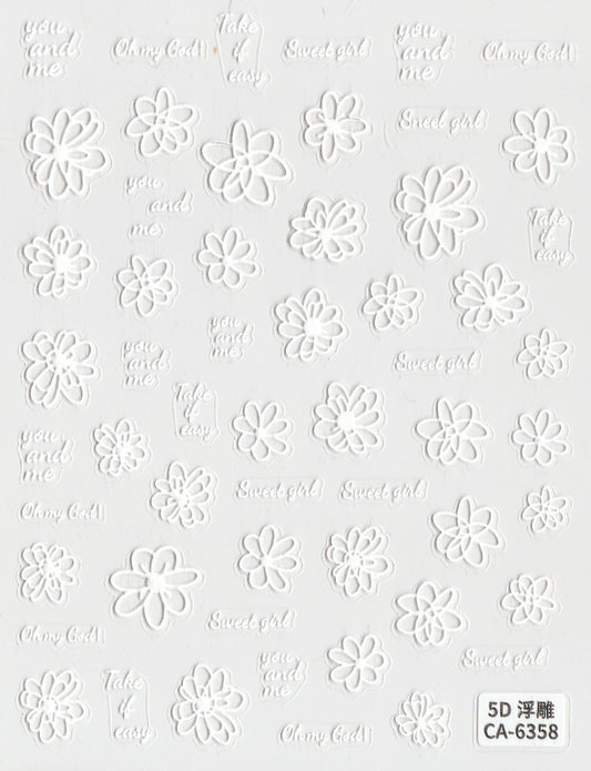 5D Self-Adhesive Nail Art Stickers - Sweet girl 6358