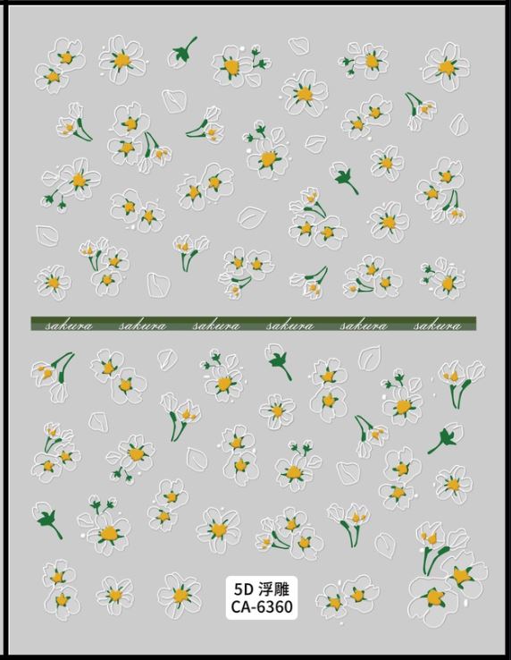 5D Self-Adhesive Nail Art Stickers - Flowers 6360