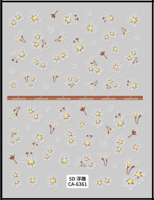 5D Self-Adhesive Nail Art Stickers - Sakura 6361