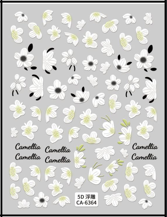 5D Self-Adhesive Nail Art Stickers - Camellia 6364