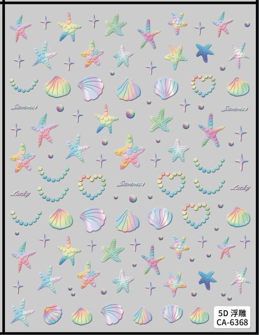 5D Self-Adhesive Nail Art Stickers - Shells 6368