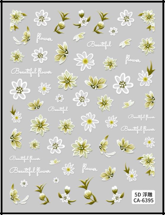 5D Self-Adhesive Nail Art Stickers - Flowers 6395