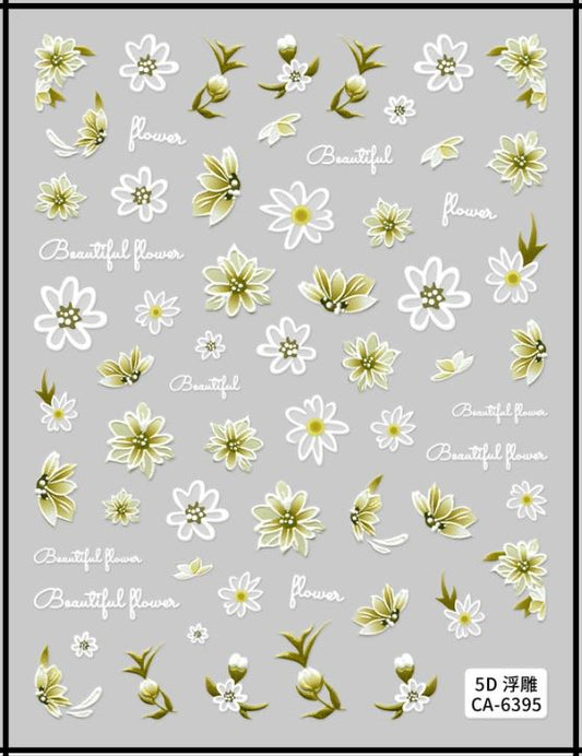 5D Self-Adhesive Nail Art Stickers - Flowers 6395