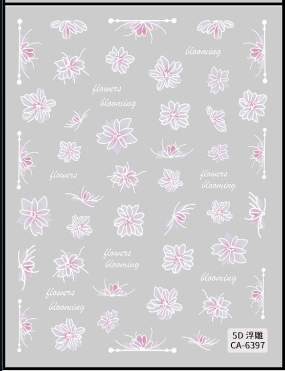 5D Self-Adhesive Nail Art Stickers - Flowers 6397