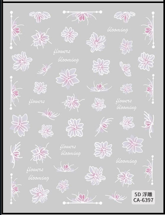 5D Self-Adhesive Nail Art Stickers - Flowers 6397