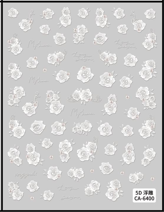 5D Self-Adhesive Nail Art Stickers - Flowers 6400