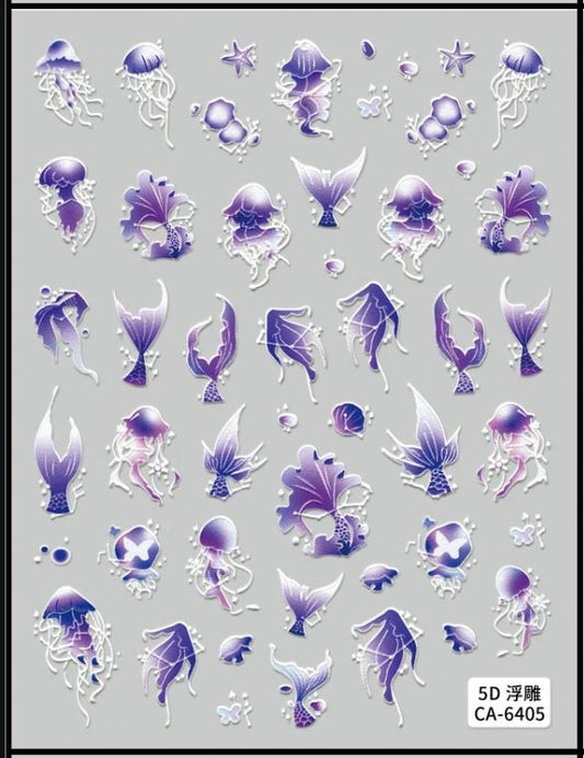 5D Self-Adhesive Nail Art Stickers - Sea Life 6405