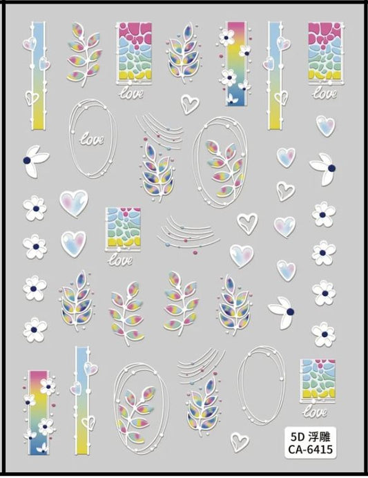 5D Self-Adhesive Nail Art Stickers - Love 6415