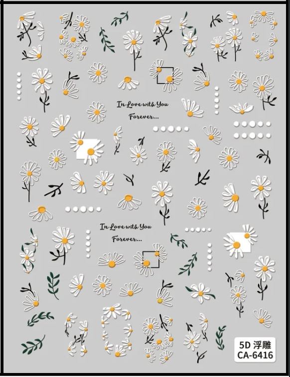 5D Self-Adhesive Nail Art Stickers - Flowers 6416