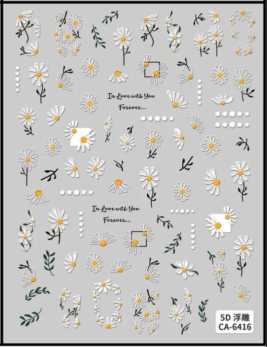 5D Self-Adhesive Nail Art Stickers - Flowers 6416