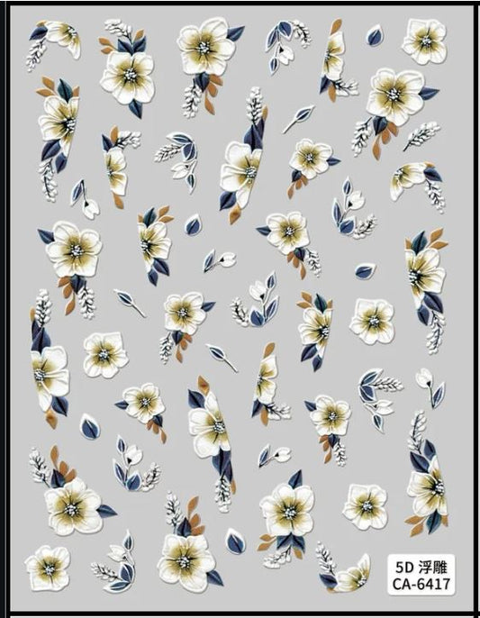 5D Self-Adhesive Nail Art Stickers - Flowers 6417