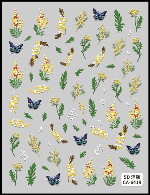 5D Self-Adhesive Nail Art Stickers - Flowers 6419