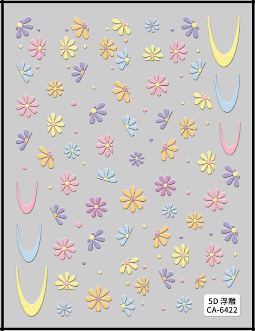 5D Self-Adhesive Nail Art Stickers - Flowers 6422