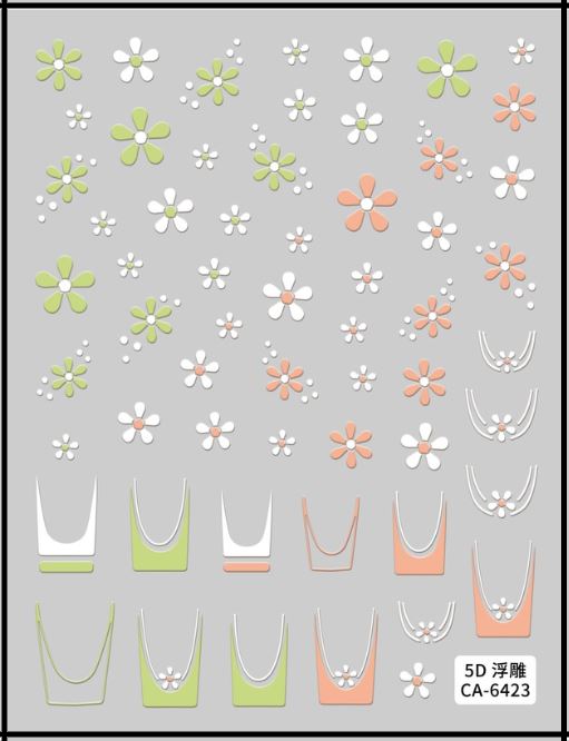5D Self-Adhesive Nail Art Stickers - Flowers 6423