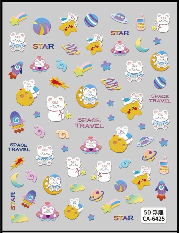 5D Self-Adhesive Nail Art Stickers - Space Travel 6425