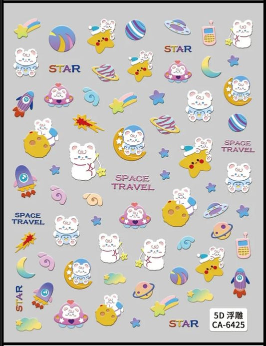 5D Self-Adhesive Nail Art Stickers - Space Travel 6425