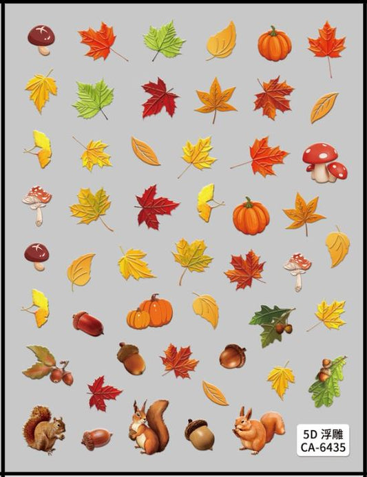 5D Self-Adhesive Nail Art Stickers - Autumn 6435