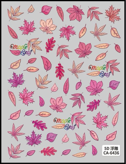 5D Self-Adhesive Nail Art Stickers - Maple Leaf 6436