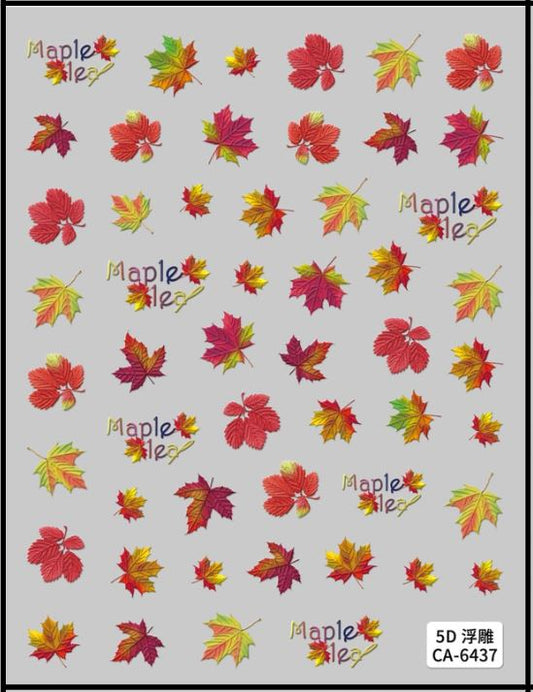 5D Self-Adhesive Nail Art Stickers - Maple Leaf 6437
