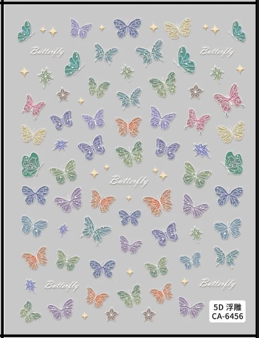 5D Self-Adhesive Nail Art Stickers - Butterfly 6456
