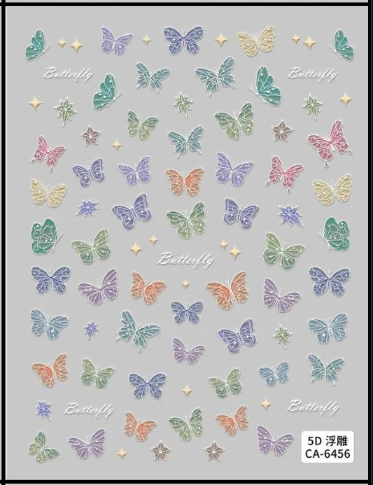 5D Self-Adhesive Nail Art Stickers - Butterfly 6456